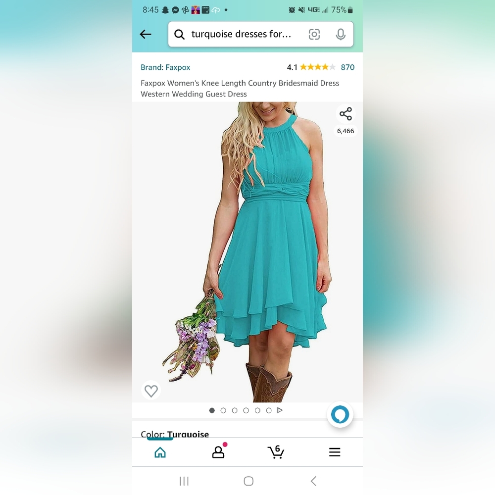 Turquoise country bridesmaid dress